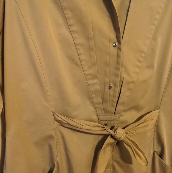 Elie Tahari Khaki Tie Waist Shirt Dress, Sz 8 - Picture 4 of 8